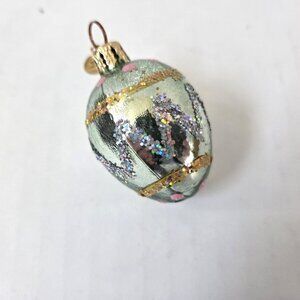 Christopher Radko Ornament Easter Egg Dreams Shiny Blue Little Gem 2" Glass
